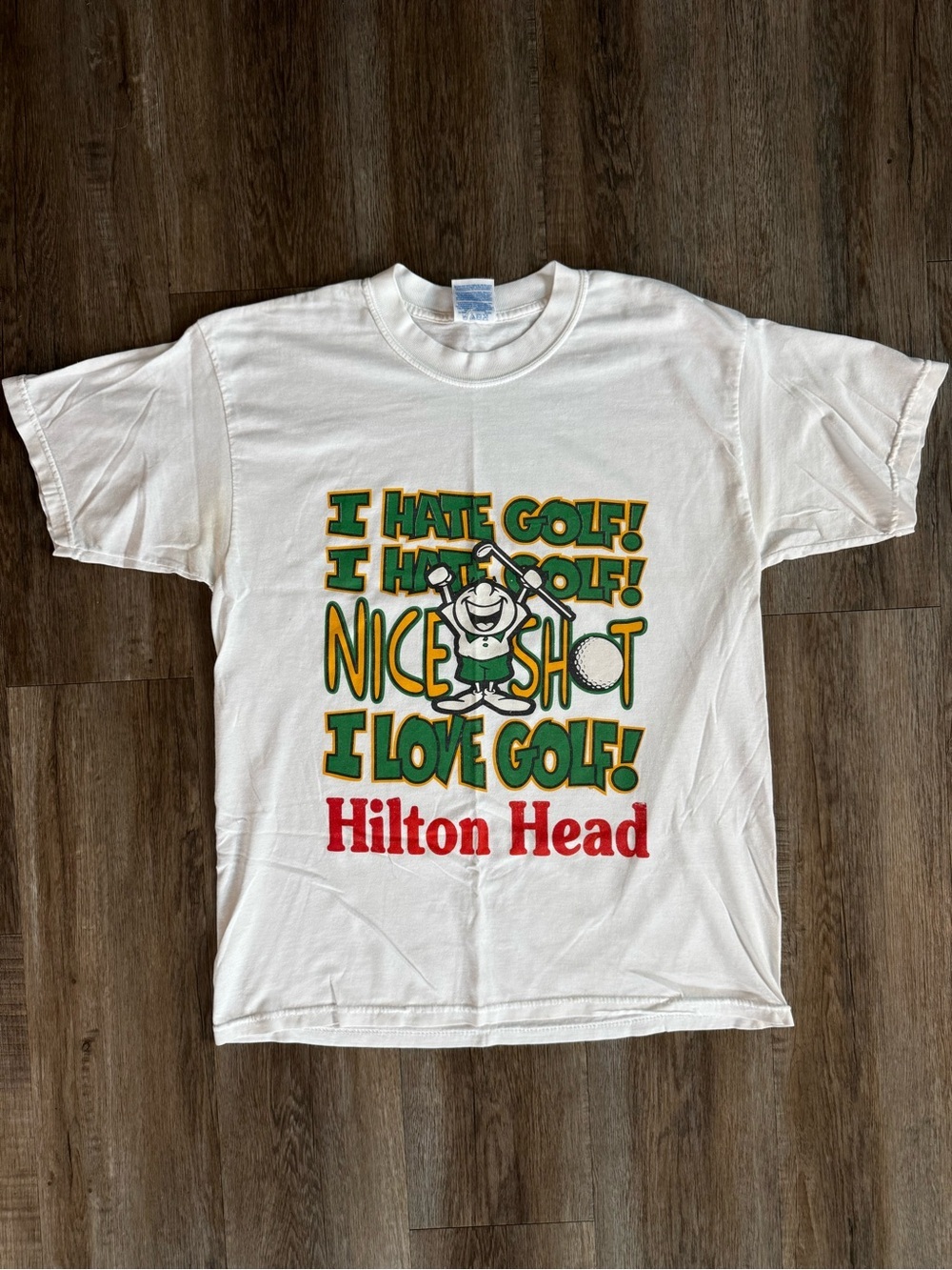Vintage White Hilton Head 'I Hate Golf / I Love Golf' Graphic Tee